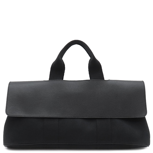 エルメス HERMES ハンドバッグ ヴァルパライソ ロング MM トワルシェブロン レザー ブラック シルバー金具 黒 【中古】 65,148円