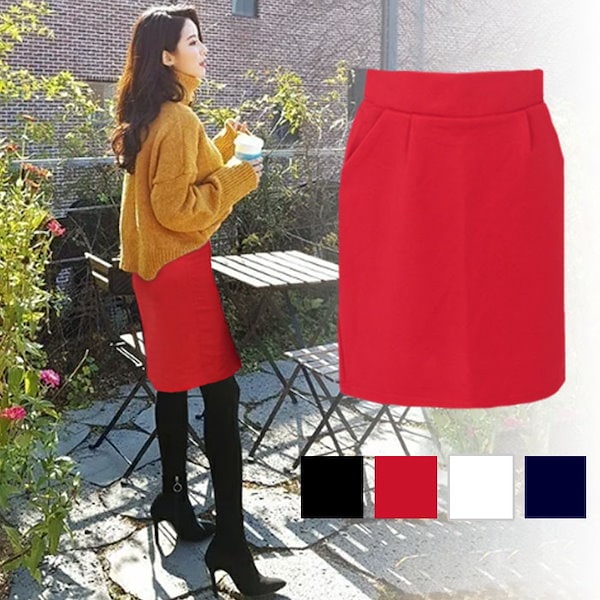 HugoBOSS　赤いひざ下スカート スカート 膝丈 ロング ひざ丈 きれいめ 30代 40代 50代 春夏 秋冬 上品