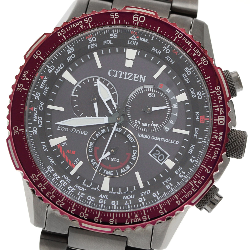 シチズン CITIZEN CB5009-55E/E660-A17W209 プロマスター パイロットウオッチ 20気圧防水 ソーラー電波 メンズ 美品 保証書付き_961127【中古】