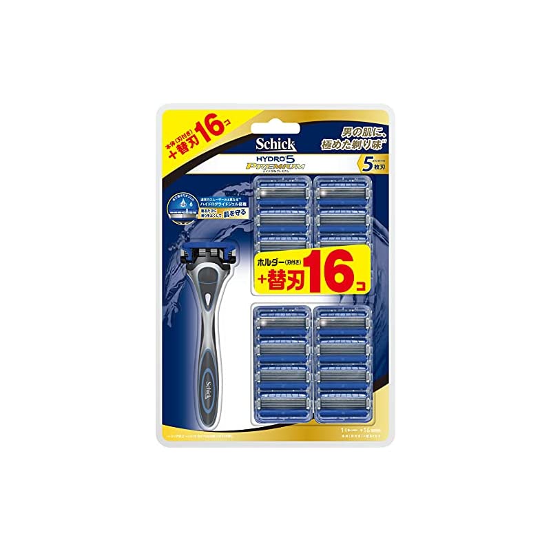Schick(シック) 大容量 シック Schick ハイドロ5 プレミアム バリューパック (ホルダー (刃付き) + 替刃16コ) 5枚刃 カミソリ 髭剃り スキンガード付 1個 (x 1)