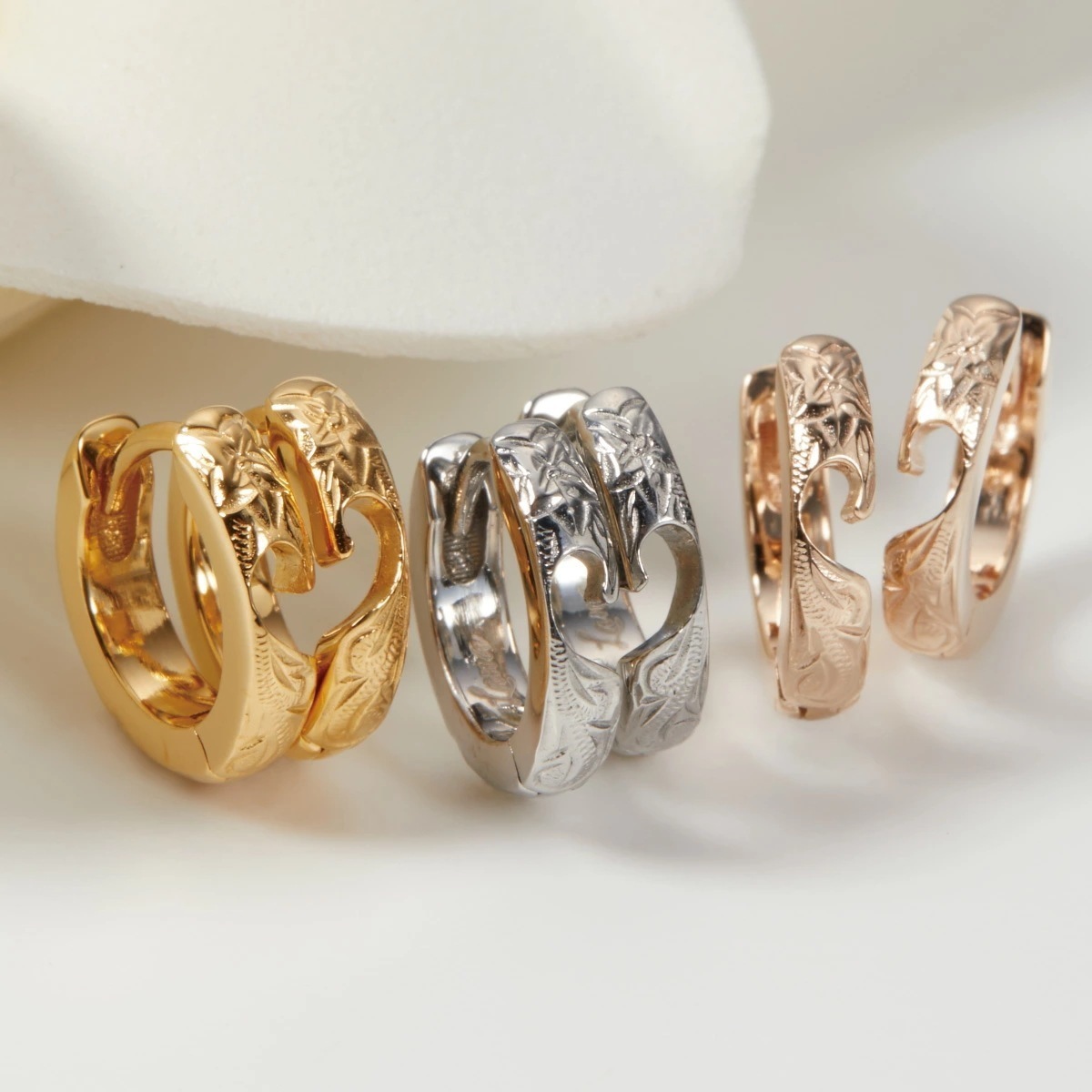 フープピアス レディース サージカルステンレス ハワジュ 合わせるとハート プルメリア スクロール 7,462円