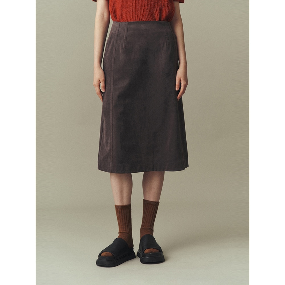 Ahwe エコスエード Aラインスカートグレー