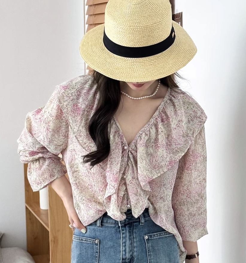 トップス デート モテアイテム シャツブラウス フリル ボリュームスリーブ コットン 大人可愛い きれいめ 上品 おしゃれ かっこいい 大人可愛い ラブリー キュート ガーリー クール モード系