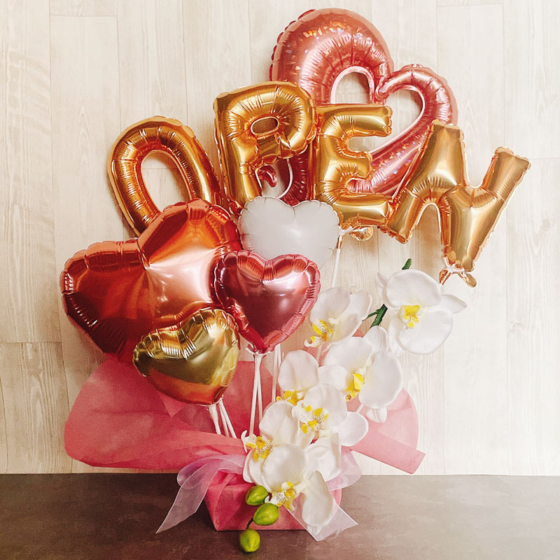 バルーンギフト 開店祝い おしゃれ バルーンフラワー 名入れ 周年祝い バルーンアレンジ 記念日 誕生日 open 胡蝶蘭 豪華 電報 卓上 お祝い 数字 お店 周年 開院