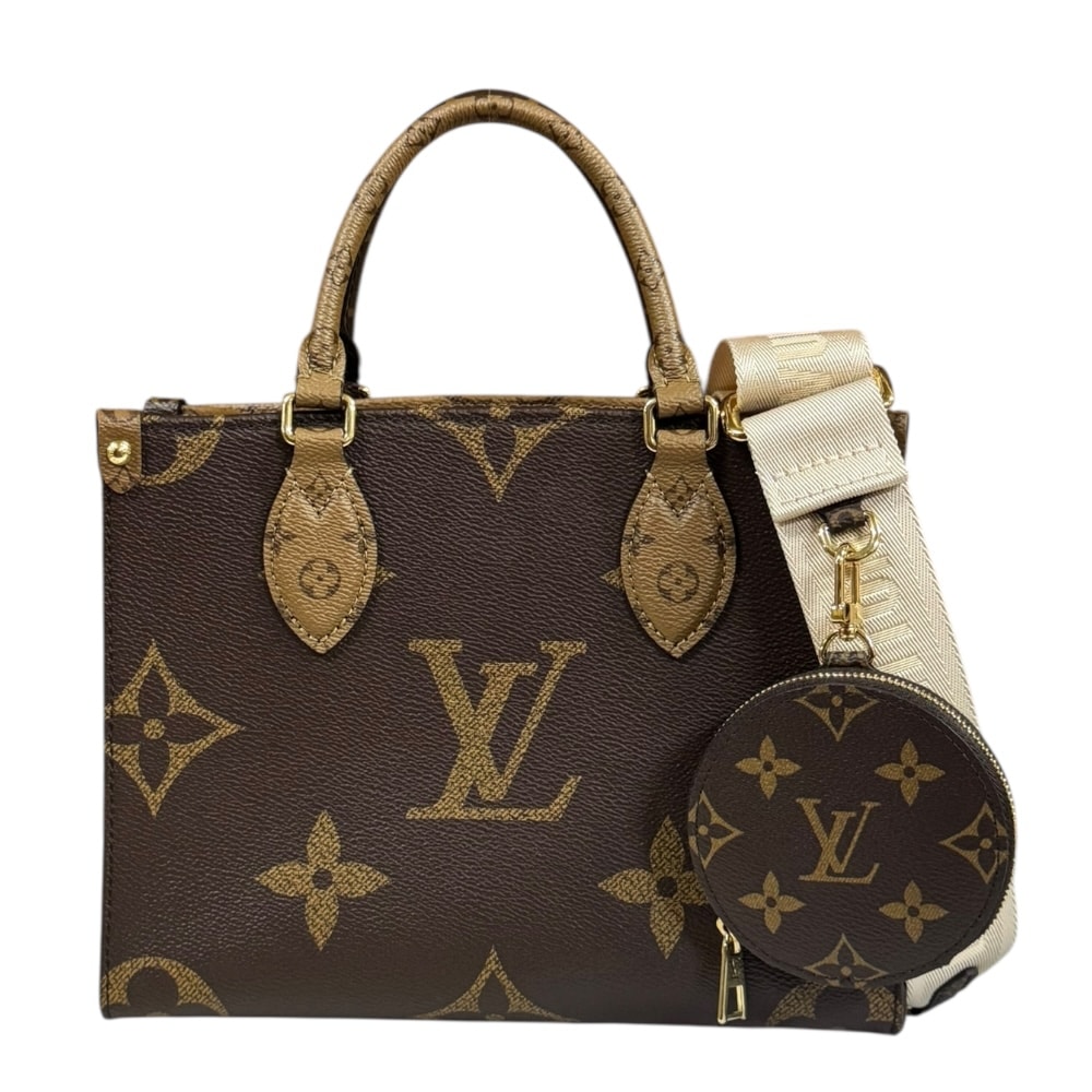 ルイヴィトン オンザゴーPM モノグラムジャイアント ショルダーバッグ モノグラムキャンバス M46373 ブラウン LOUIS VUITTON 中古 美品
