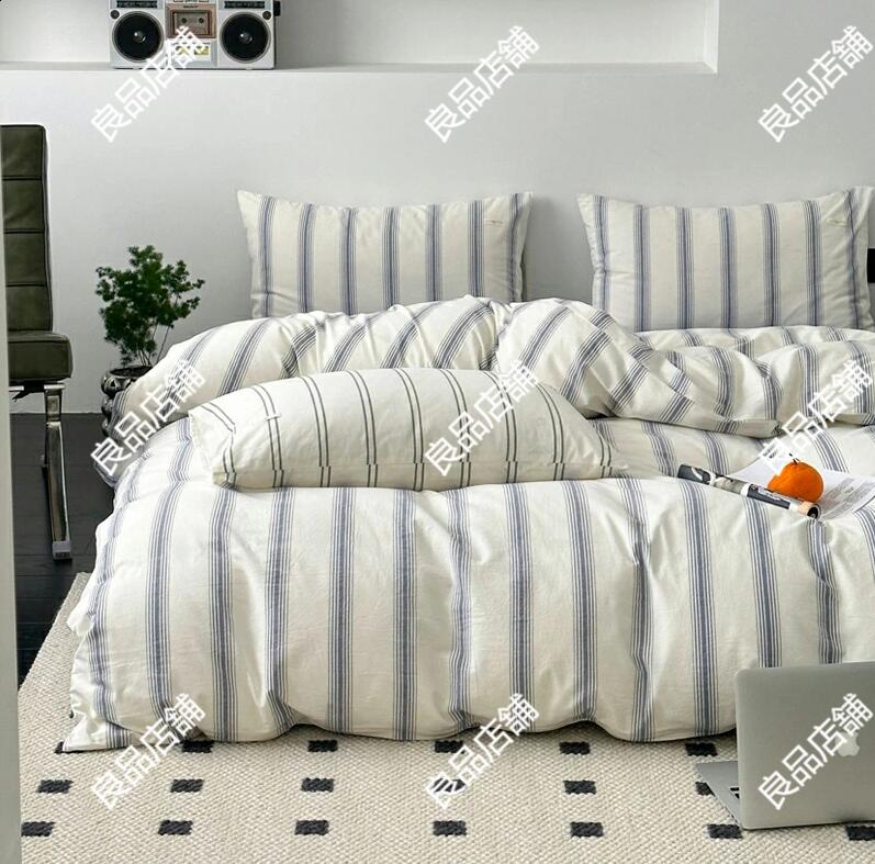 底値価格全3色 布団カバーセット ブルー 白 ストライプ コットン100% 寝具カバーセット 3点セット 4点セット シングル セミダブル ダブル ホワイト ピンク ベージュ オレンジ ベッド用品 掛