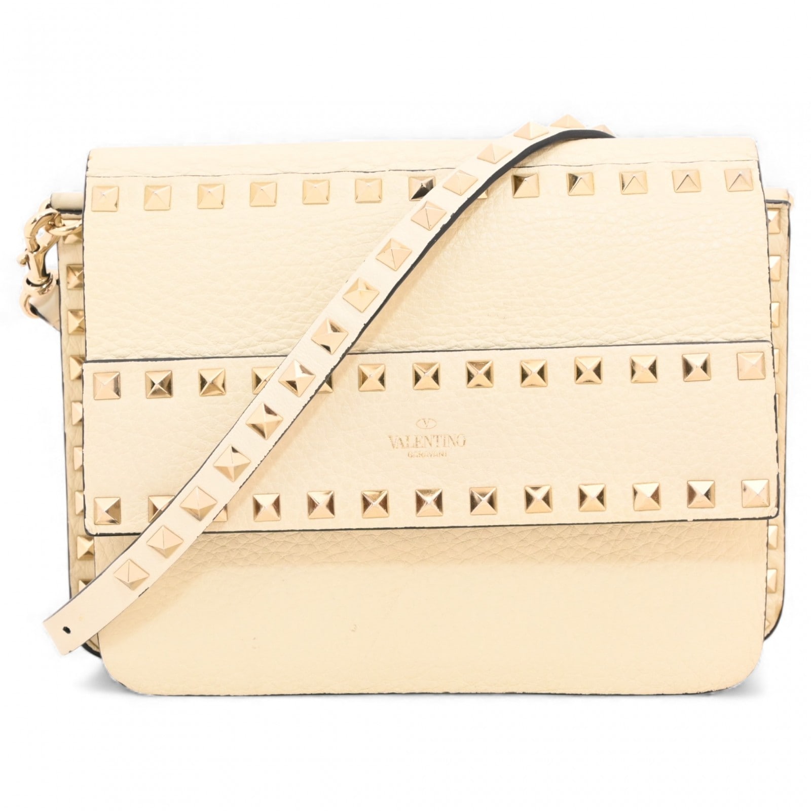 バレンティノ スタッズ ショルダーバッグ レザー Bランク va6524gh