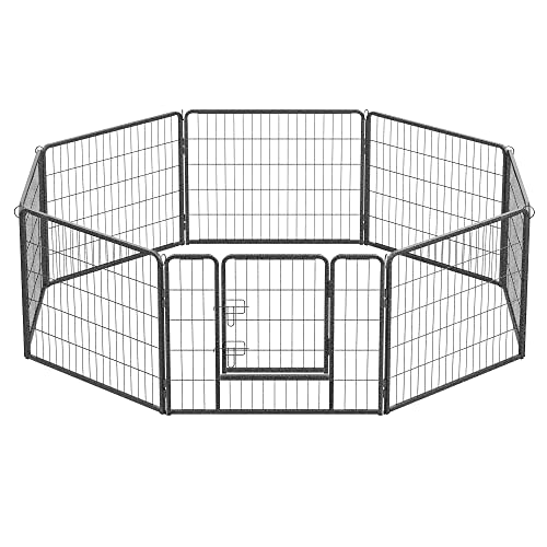 FEANDREA ペットフェンス 中型犬用 小型犬用 ペットサークル 折り畳み式 カタチ変更可 スチール製 犬ゲージ 複数連結可能 パネル8枚