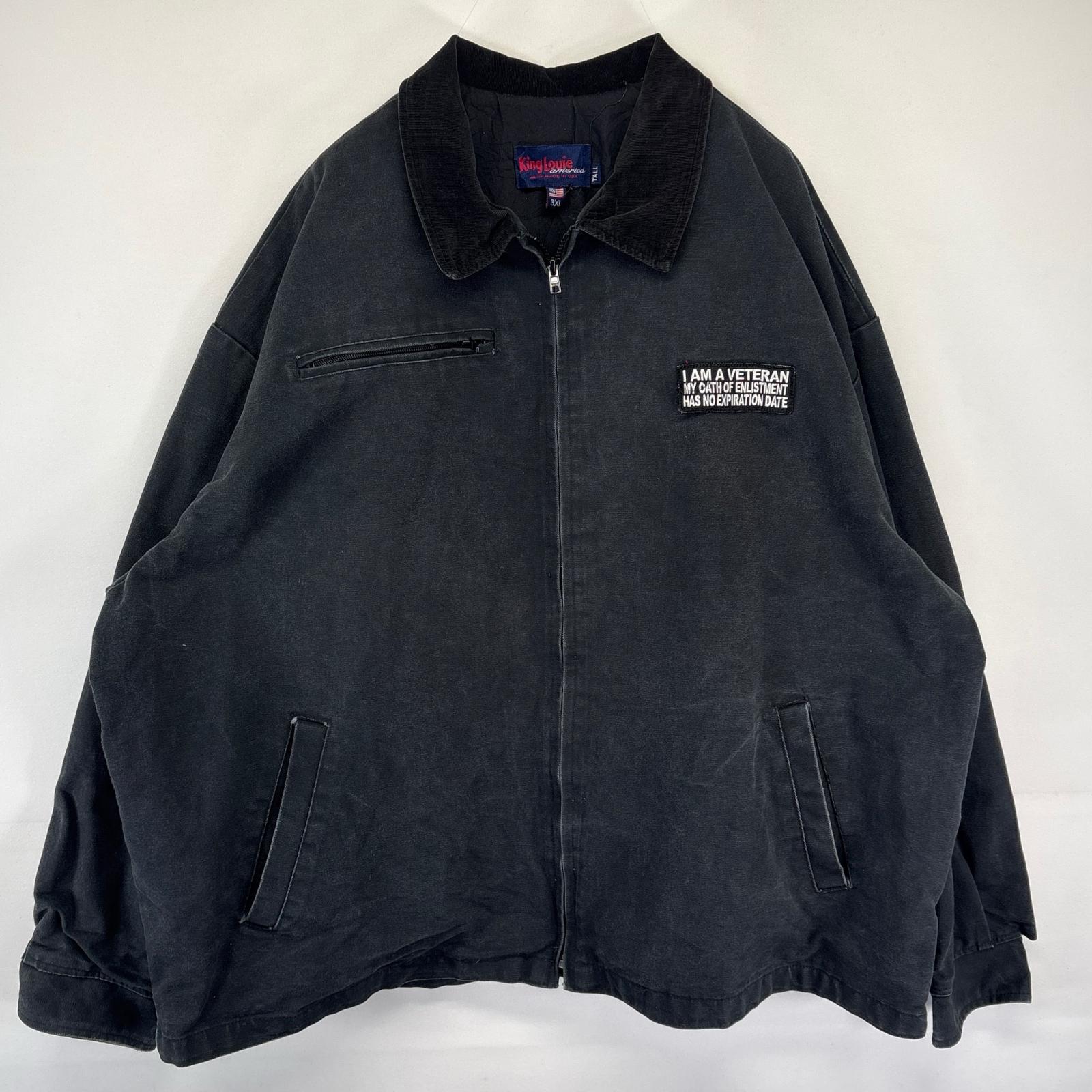 古着 キングルイ King Louie USA製 ワークジャケット ダック デトロイトタイプ 大きいサイズ 襟コーデュロイ 3XL ブラック メンズ