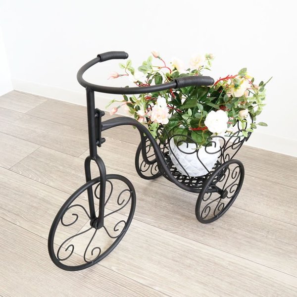 かわ畑貿易 鉢カバー スタンド 三輪車型　アイアン素材