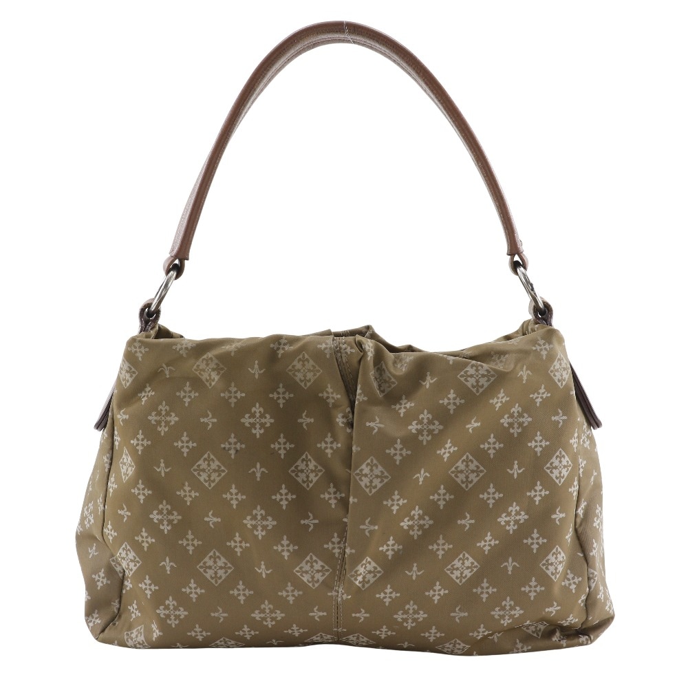 百合紋章 ショルダーバッグ ナイロン カーキ レディース 中古品