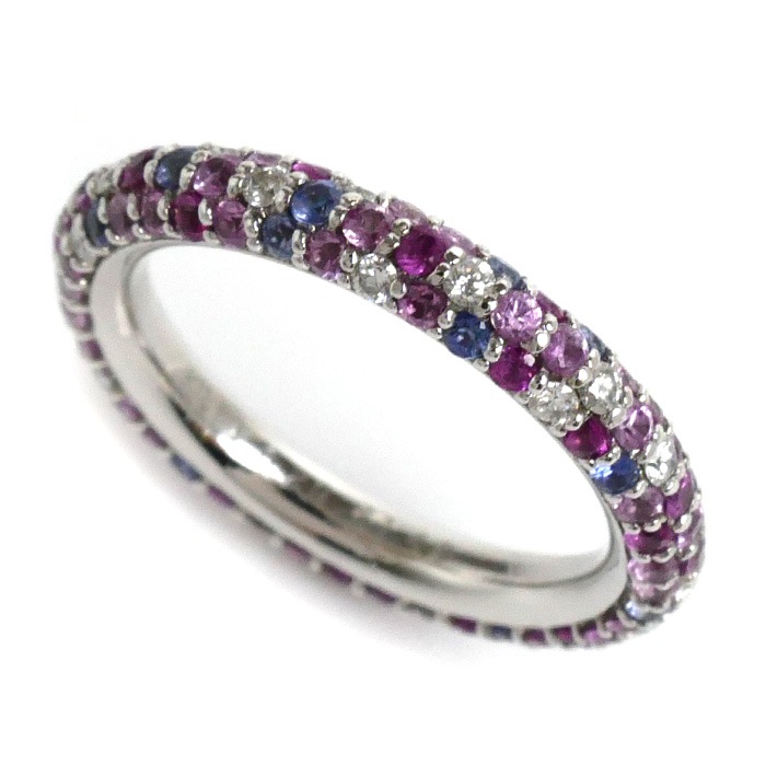 Ponte Vecchio ポンテヴェキオ K18WG ホワイトゴールド エテルノ サファイア ダイヤ リング指輪 サファイア1.48ct ダイヤモンド0.29ct 10号 4.5g レディース 中古