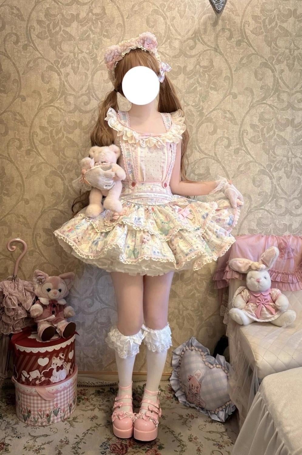 サマースイートガールインスタートラックパペットミルク初恋ピュアミルクスイートスカートノースリーブトップスケーキスカートスーツ