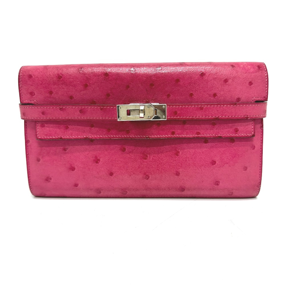 長財布 ケリーウォレット オーストリッチ ロングウォレット オーストリッチ ピンク