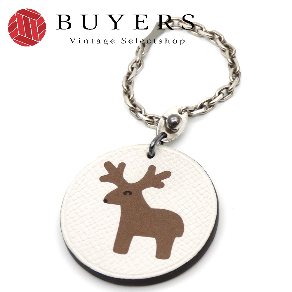 中古 バッグチャーム トナカイ アニマル レザー シルバー925 ホワイト キーホルダー レディース 女性 17,094円