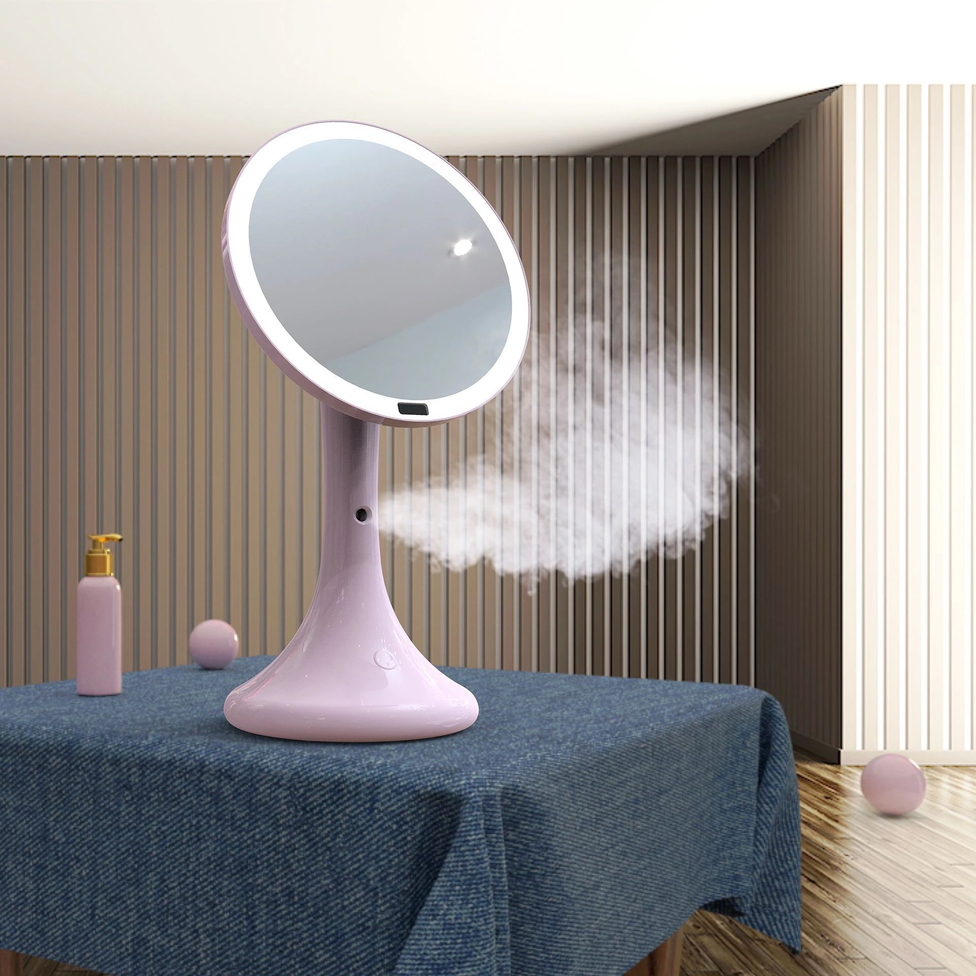 デスクトップインテリジェント人体赤外線誘導スプレー水分補給と保湿led化粧鏡光を埋めるためのライト付き美容デスクトップミラー 4,929円