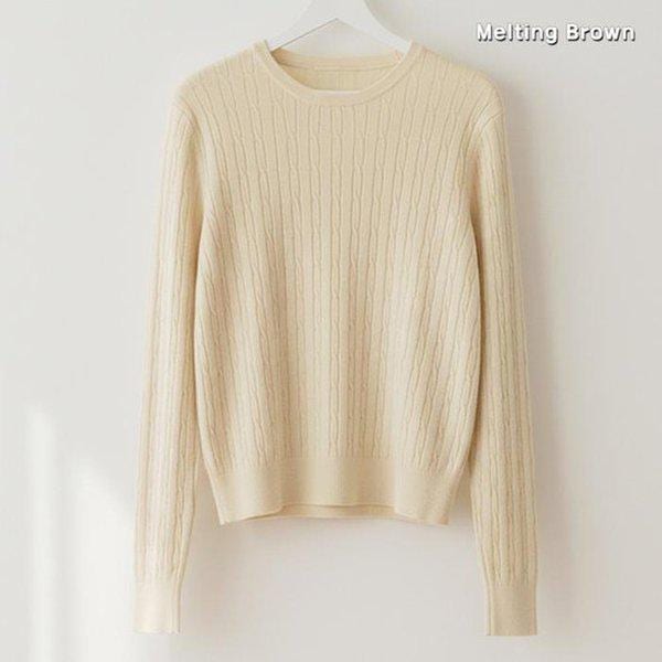 女性長袖ニット ケーブルニット IT01
