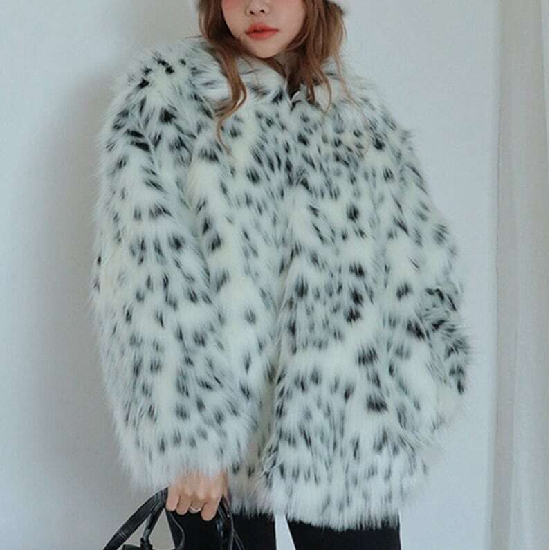 【送料無料】レディース 2カラー ファーコート ジャケット レオパード 豹柄 フェイクファー
