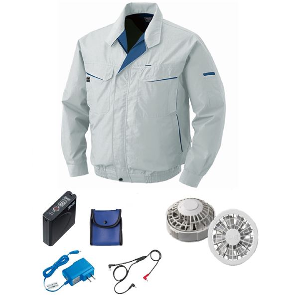 KU90470 空調服 綿/ポリ混紡 FAN2200G/LISUPER1セット シルバー 3L