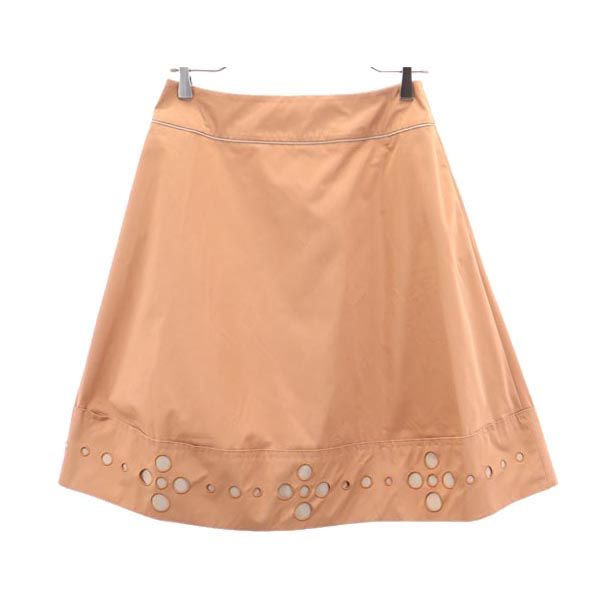 フォクシーニューヨーク ミニ丈 スカート 40 ブラウン系 FOXEY NEW YORK バックジップ レディース