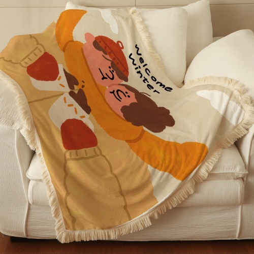 両面5mmマイクロファイバーブランケット 毛布 四季適用 なめらかで心地よい肌触り 洗える タッセル(100X150) キムジェム 「Winter」