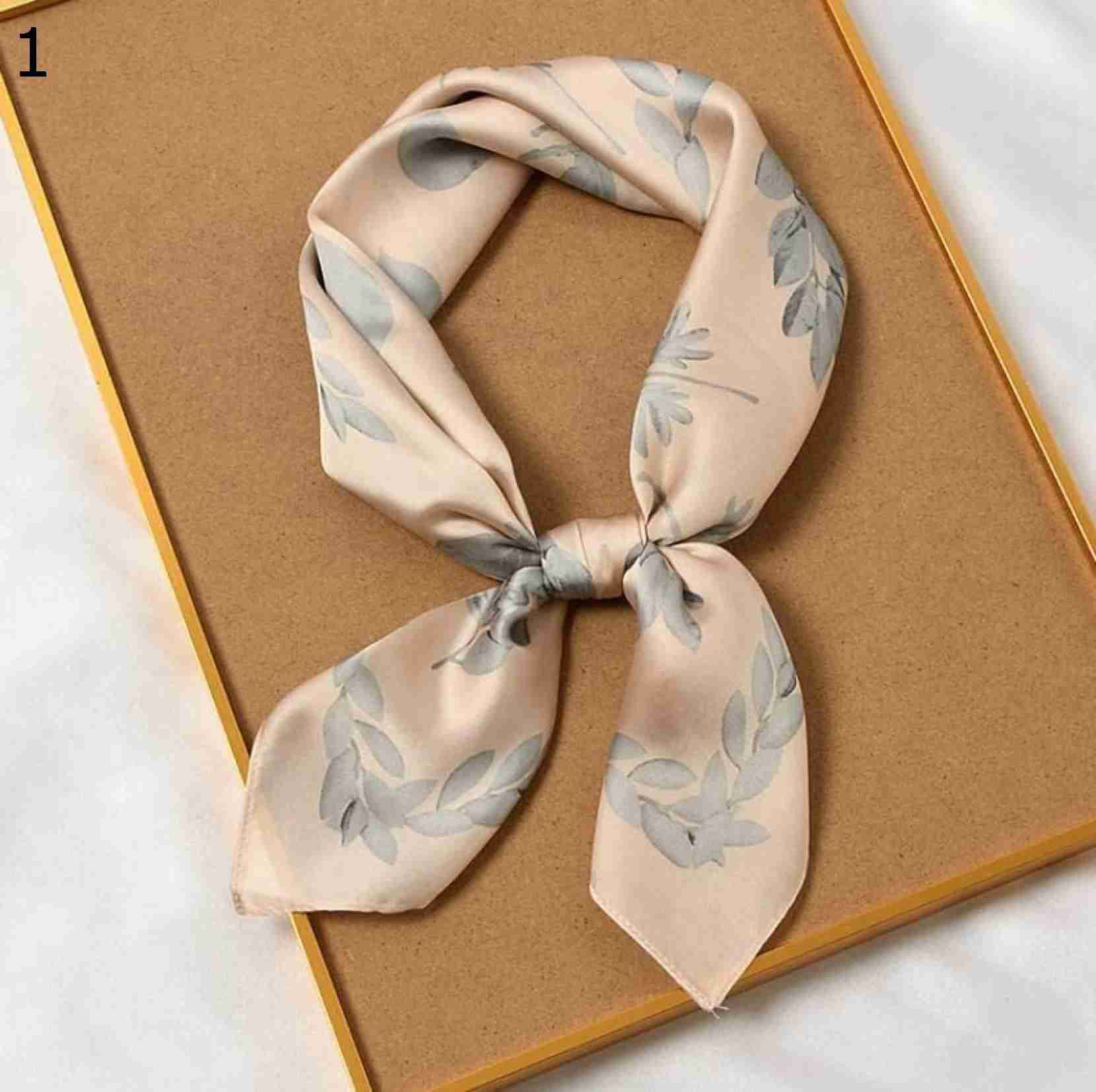 【20%OFFクーポン～】チャーミング リーフ プリント レディース ネッカチーフ 多機能 春 ポリエステル ヘッドスカーフ スクエア スカーフ スカーフ (Color : : Size Pink