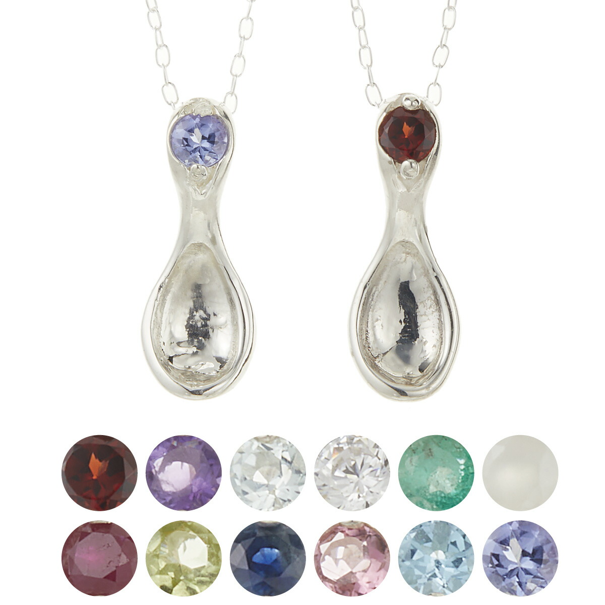 ネックレス レディース 12誕生石 シルバー925 スプーン ベビースプーン 一石 シンプル