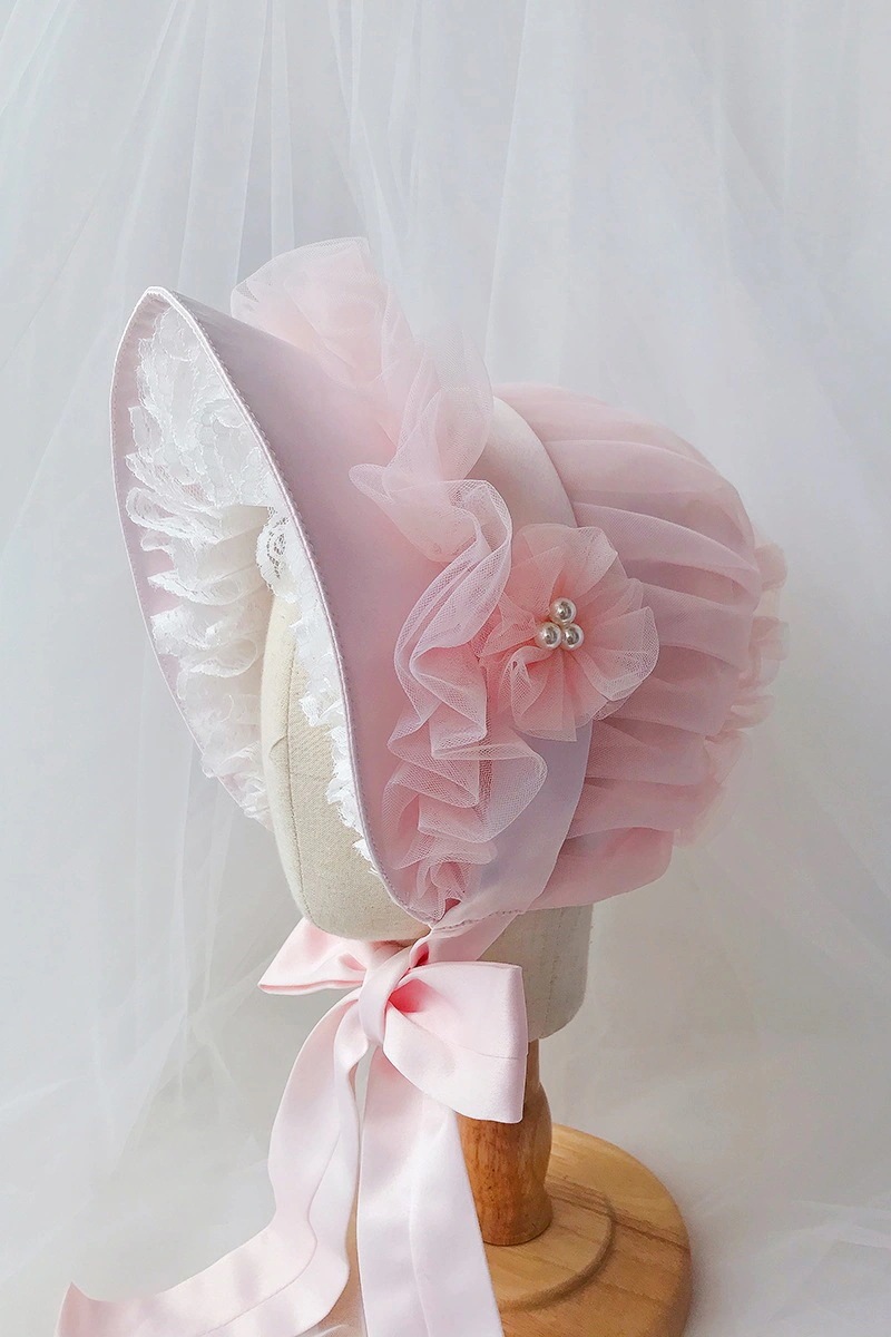 春秋新生児プリンセスハット中世ベビーパレスハットボンネットベビーレース包頭帽子