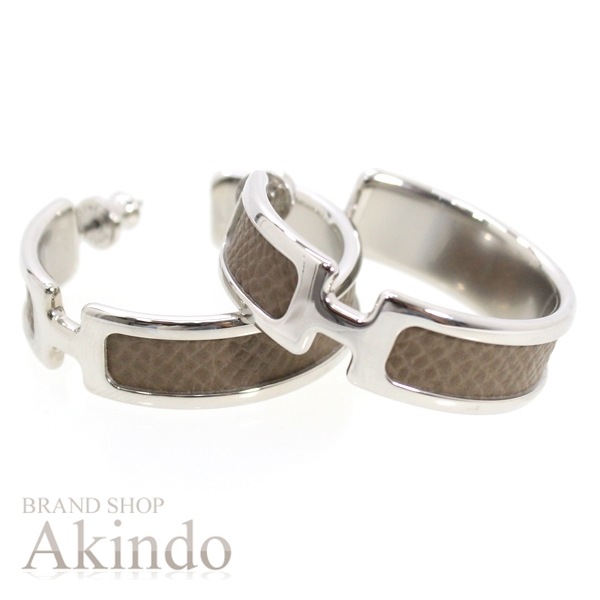 【新品】エルメス ピアス オランプ シルバー エトゥープ ラージサイズ エプソン アクセサリー ジュエリー HERMES フープピアス ブランド 定番 人気 プレゼント ギフト