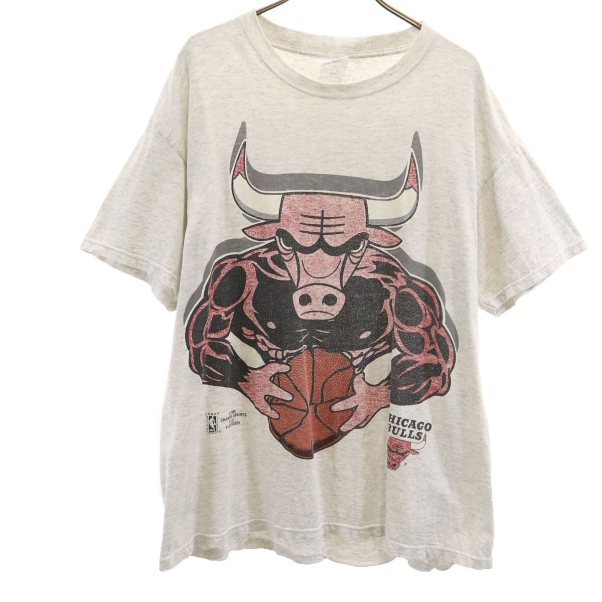 90s USA製 オールド NBA シカゴ・ブルズ 半袖 Tシャツ L グレー Chicago Bulls シカゴブルス メンズ 古着
