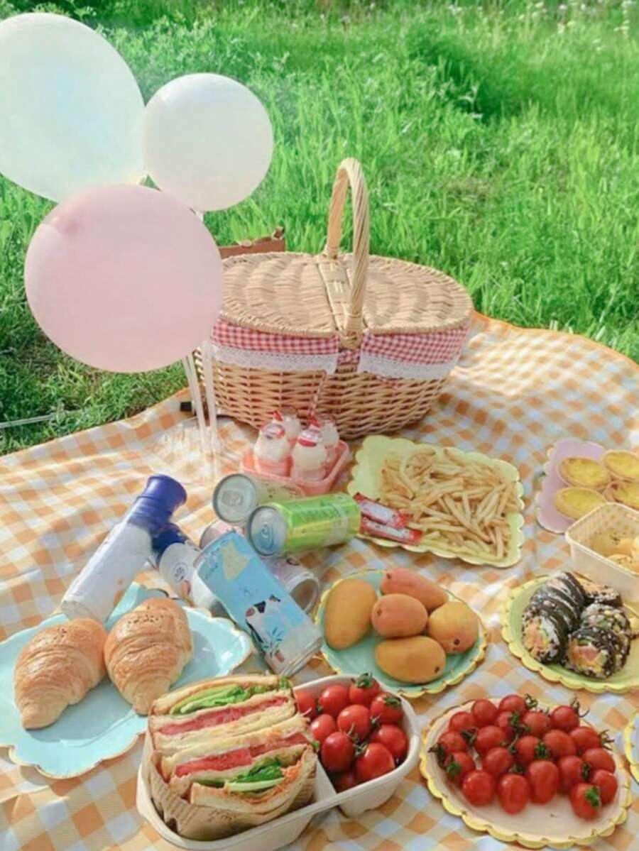 手作りウィッカーハンパー ピクニックバスケット ウィロー製 ハンドル付き 二重蓋 食品/果物収納 ホリデー キャンプ ショッピング ホームデコレーション用 純天然手作りウィロー編み