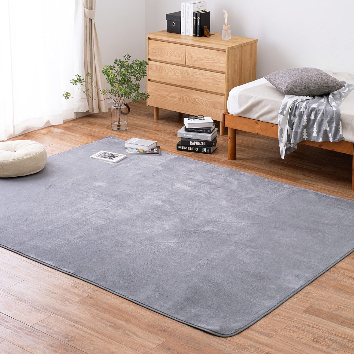 萩原 ラグ ホットカーペットカバー グレー 約185×240cm メレンゲタッチラグ 洗 濯 機で洗える ホットカーペット床暖房対応 滑りにくい加工付き 無地
