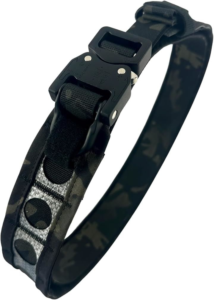 タクティカルベルト 軽量 ロープロファイル メタル製 2重構造 FERROタイプ BISONベルト モールベルト サバゲー(ブラックカモフラージュ)