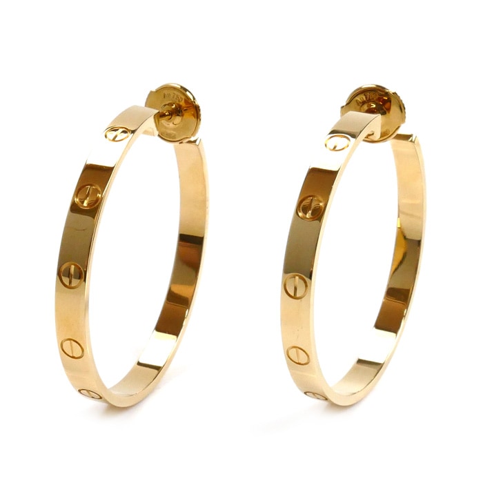 CARTIER カルティエ K18YG イエローゴールド ラブ フープ ラージ ピアス B8028200 13.8g レディース 中古 美品