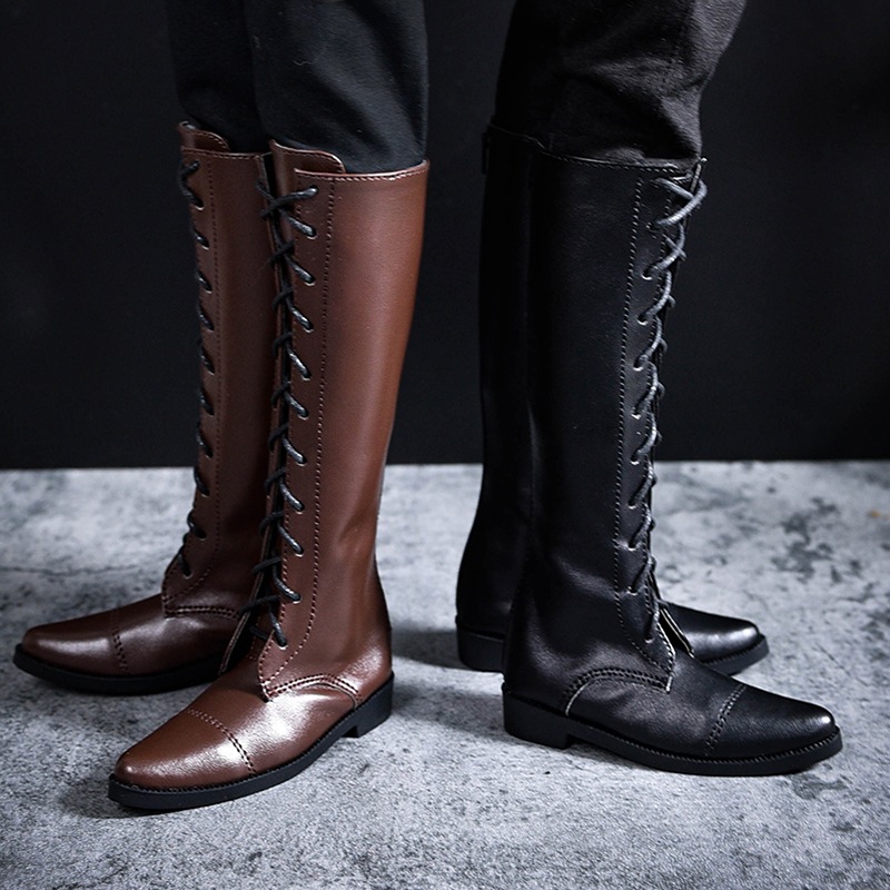 BJDドール用靴 ロングブーツ レースアップブーツ ブラック ブラウン 編み上げ 70cm/SD/MSDサイズ人形用シューズ