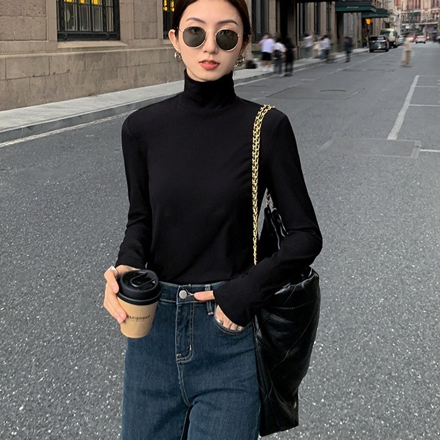 トップス カットソー 長袖 タートルネック プルオーバー ミディアム丈 タイト 萌え袖 かわいい 大人可愛い きれいめ シンプル 上品 おしゃれ かっこいい カジュアル こなれ感 個性的 主役級