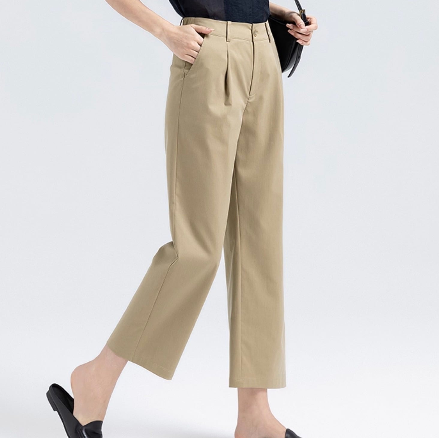 レディース パンツ ボトムス デート ストレートパンツ クロップドパンツ テーパードパンツ アンクル丈 7分丈 ストレート Iライン スマート ファスナー ポケット 伸縮性 かわいい 大人可愛い