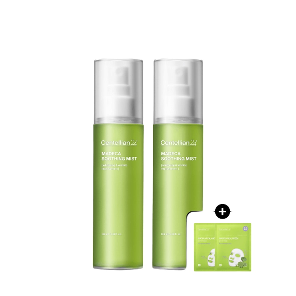 [鎮静クーリングケア/2Pack] マデカ 瓶糊 スージング ミスト 100ml 2本 + マデカ リアルグリーン フォア マスク 2枚贈呈