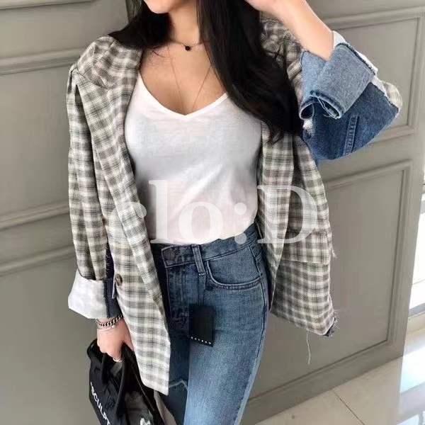 半透明チェックジャケット