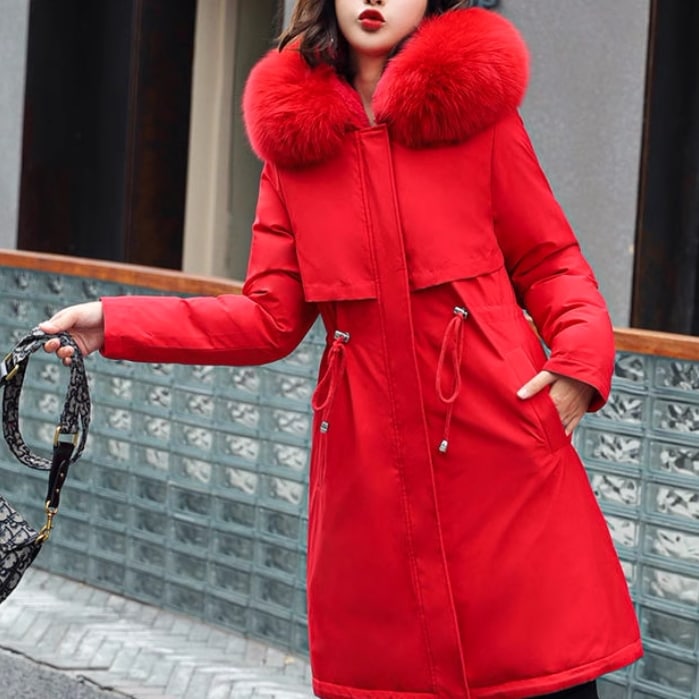 レディース ジャケット パーカー コート アウター 上着 ファー 羽織 前開き 長袖 フード ワイド ウエストマーク もこもこ ふわふわ ふっくら ファスナー ポケット ハイウエスト ボタン 厚手