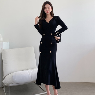 ワンピース デート ワンピドレス ロング ロング丈 袖あり 長袖 Vネック スリム タイト 細身 かわいい 大人可愛い きれいめ シンプル カジュアル 大人 上品 おしゃれ お洒落 主役級 存在感 春