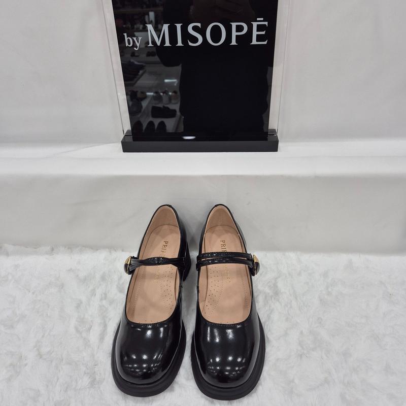 By 女性 ゴールド バックル メリージェーン シューズ 112HT431SZ021 BLACK 3 JJ