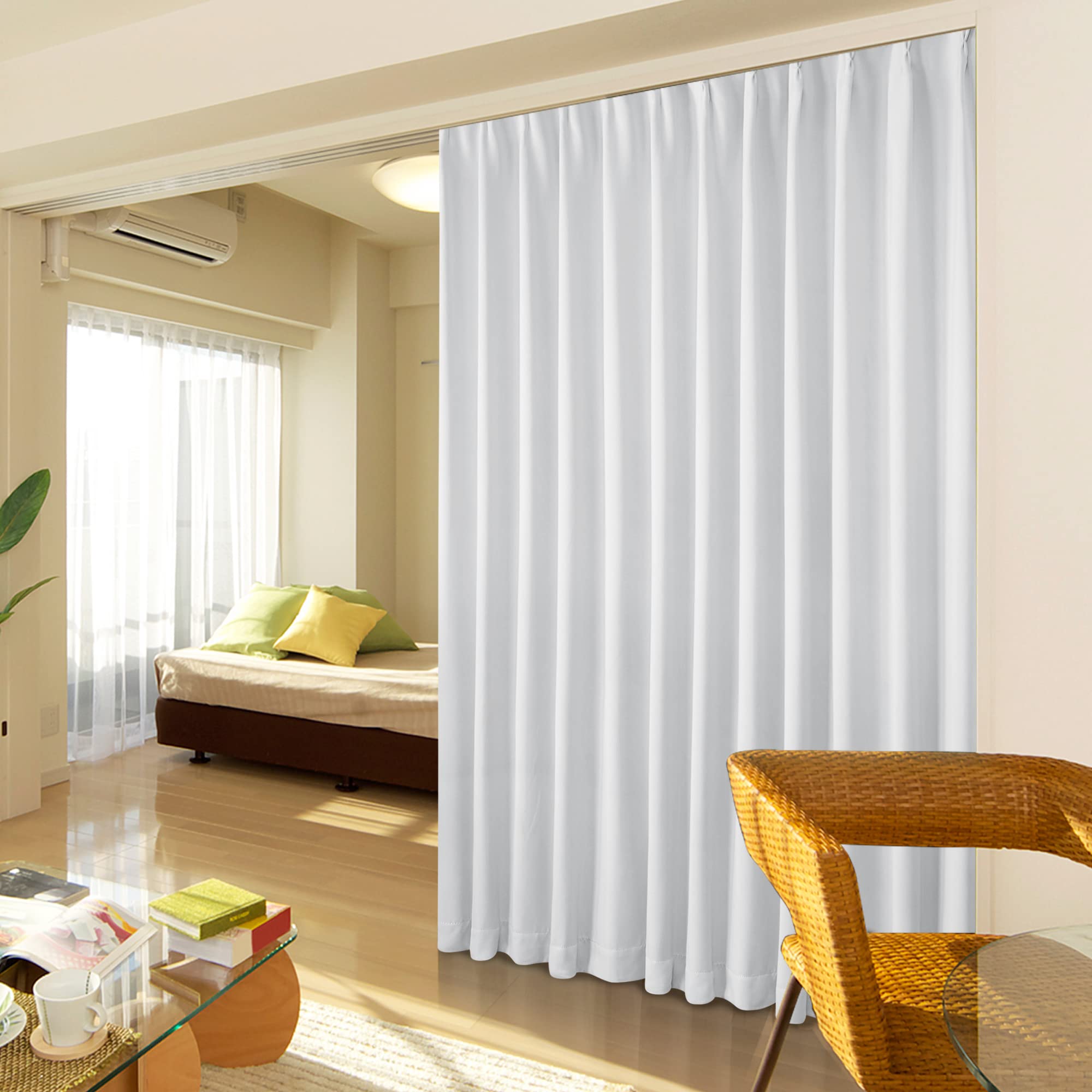 Deconovo 遮光カーテン 幅200cm丈178cm 2枚入 ドレープカーテン おしゃれ UVカット 断熱 節電対策 昼夜目隠し グレーホワイト