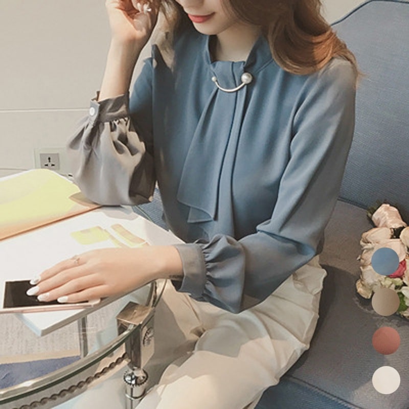 韓国ファッションブラウス レディース オフィス長袖トップス シフォン ブラウス レディース トップス レディース シャツ ブラウス シャツ ブラウス