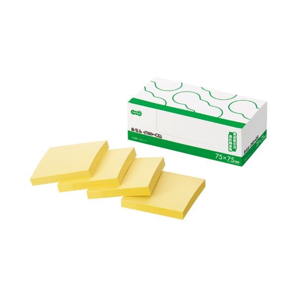 （まとめ） TANOSEE ふせん ノート正方形 7575mm イエロー 1パック（10冊） 10セット