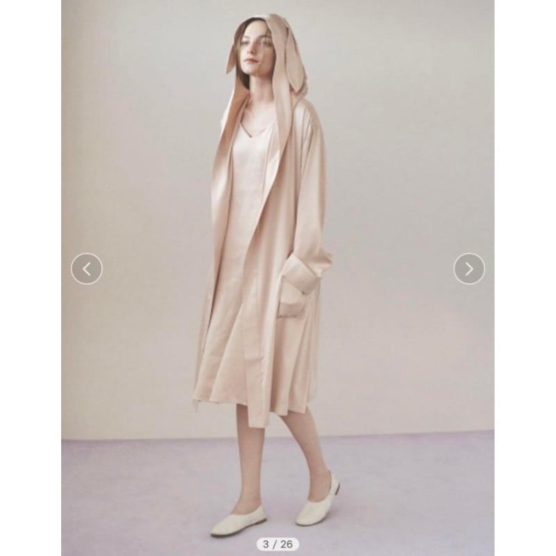 バスローブ うさぎ バニー ガウン サテン うさ耳 ルームウェア ネグリジェ ルームウェア 部屋着 パジャマ