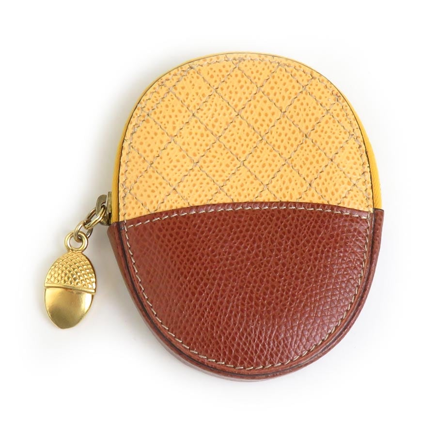セリーヌ CELINE コインケース どんぐり レザー ベージュ/ブラウン ゴールド レディース e59442a