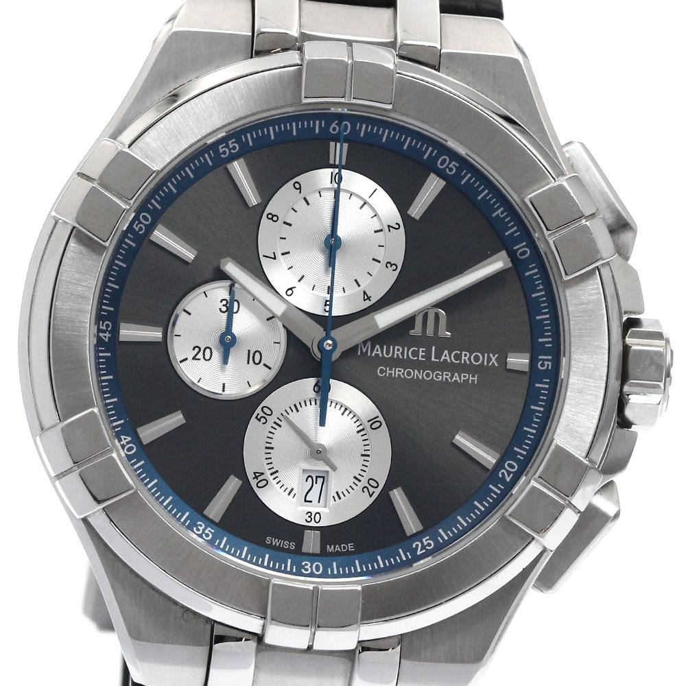 モーリスラクロア MAURICE LACROIX AI1018-SS001-333-1 アイコン クロノグラフ クォーツ メンズ 良品 箱・保証書付き_893851【中古】