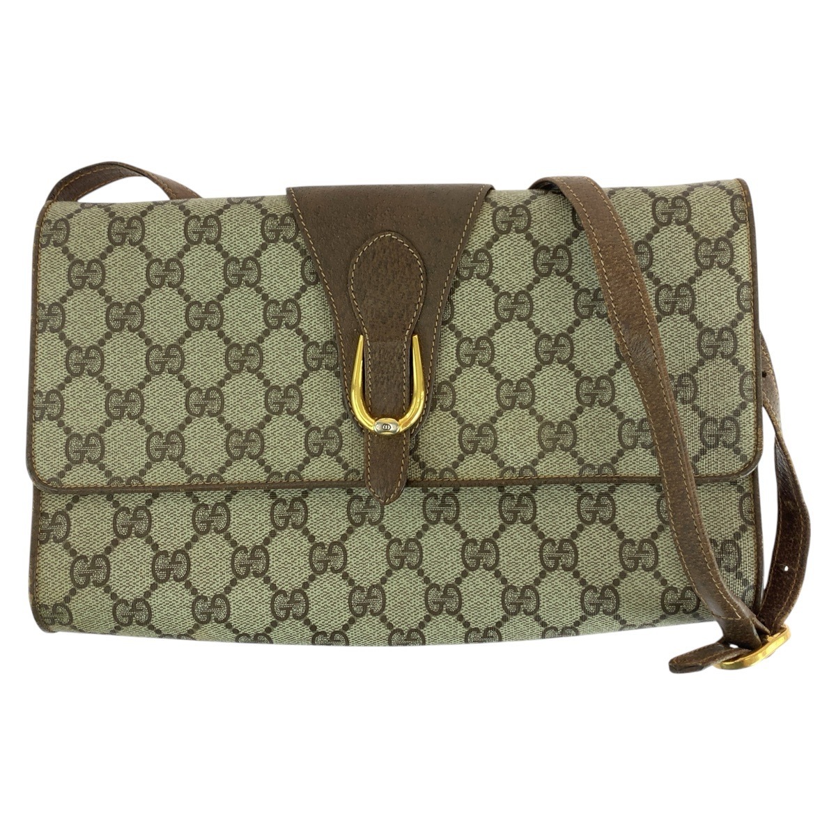 ヴィンテージ オールドグッチ ブラウン ゴールド金具 GGスプリームキャンバス/レザー 94 02 050 ショルダーバッグ ポシェット レディース 503697