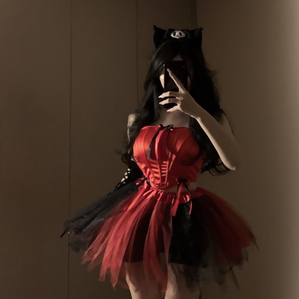 【急速発送】ハロウィンCOS悪魔のメイドアンコラ赤の天使黒赤リボン2色セットアイドル衣装 ロリータ